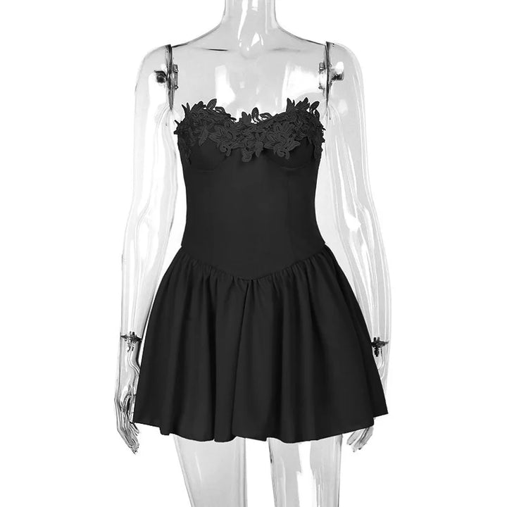 Strapless mini dress with floral embroidery - Linda