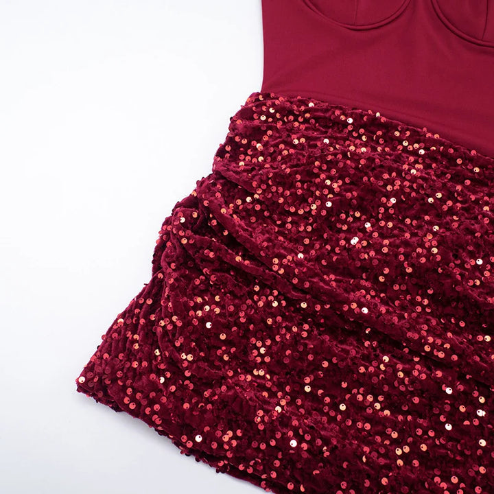 Mini dress with sequin design and scarf detail - GIGI