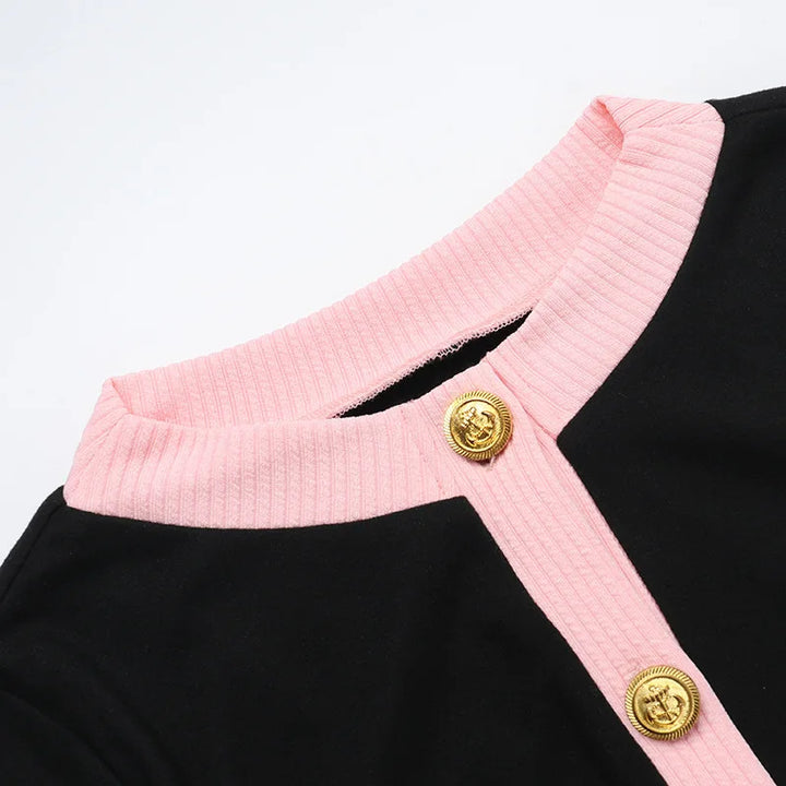 Short Knitted Tailored Jumpsuit with Button Detail - Hattie