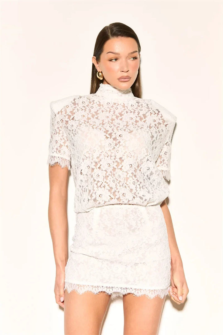 Lace mini dress with a turtleneck - Billy