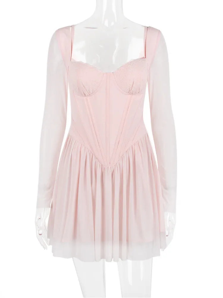 Chiffon mini dress with corset design - ROSIE