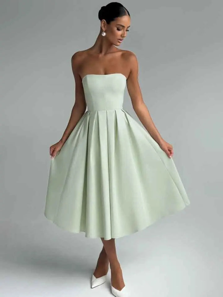 Strapless midi dress in A-line cut - Arya