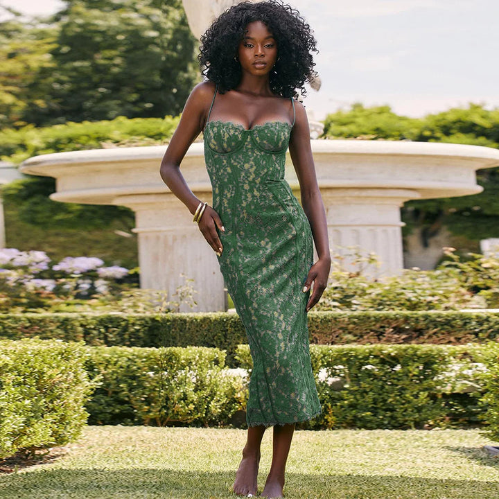 Fitted Lace Midi Dress - Barbara