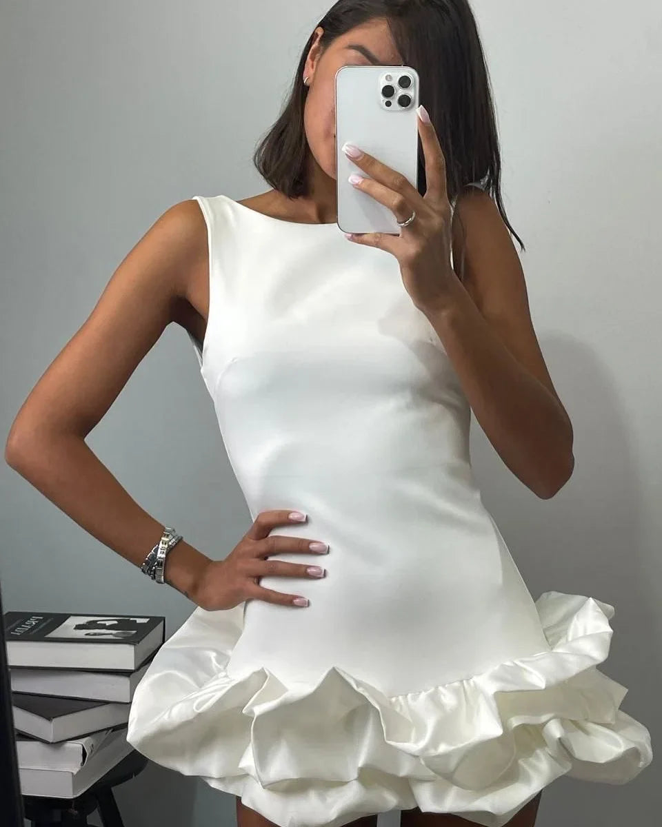 Mini Dress with Whipped Cream Design - Rosalie