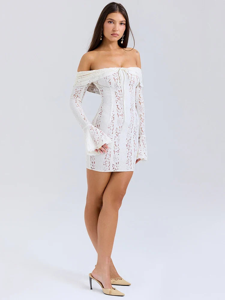 Off-Shoulder Lace Mini Dress - Maria