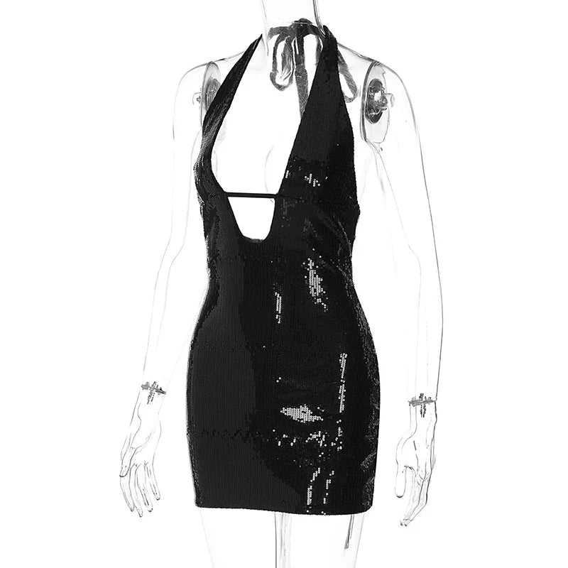 Fitted sequin mini dress with open back - Tiara