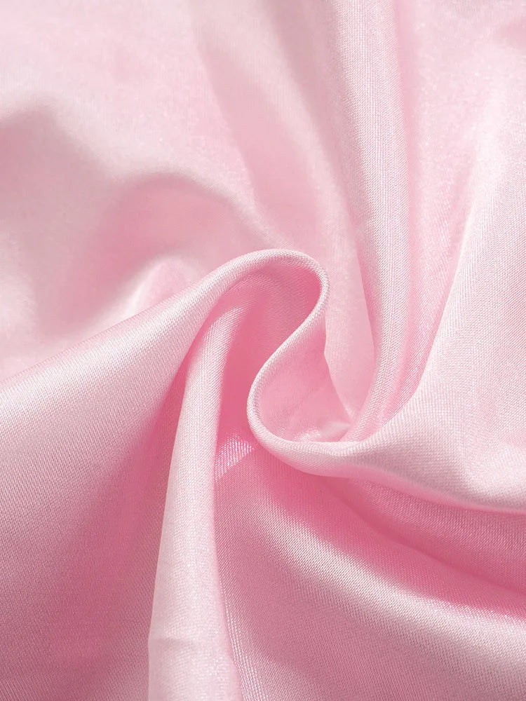Satin mini dress with lace trim - Yovelia