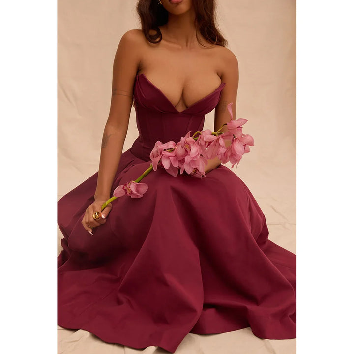Strapless Midi Dress with Pockets - Fanny