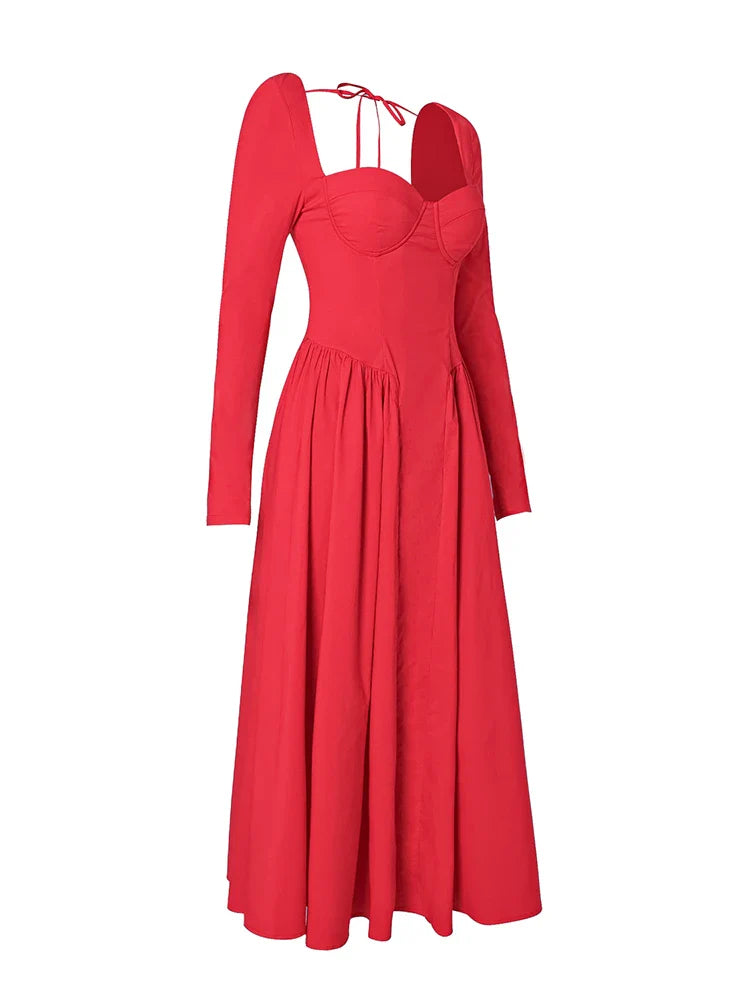 A-line Midi Dress with Rustic Design - Giuliana