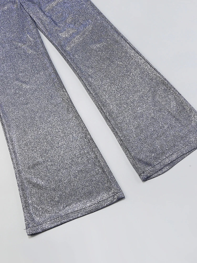 Three-Piece Glitter Suit with Bra, Blazer, and High-Waisted Pedal Pusher Pants - Glory