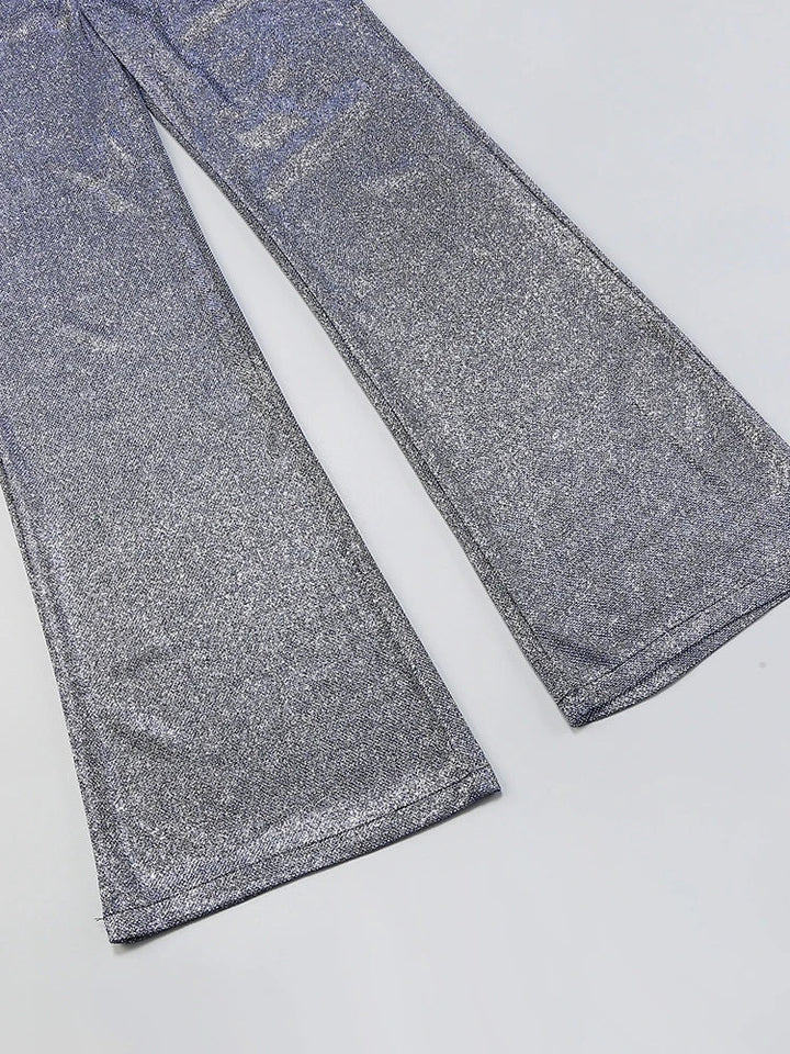 Three-Piece Glitter Suit with Bra, Blazer, and High-Waisted Pedal Pusher Pants - Glory