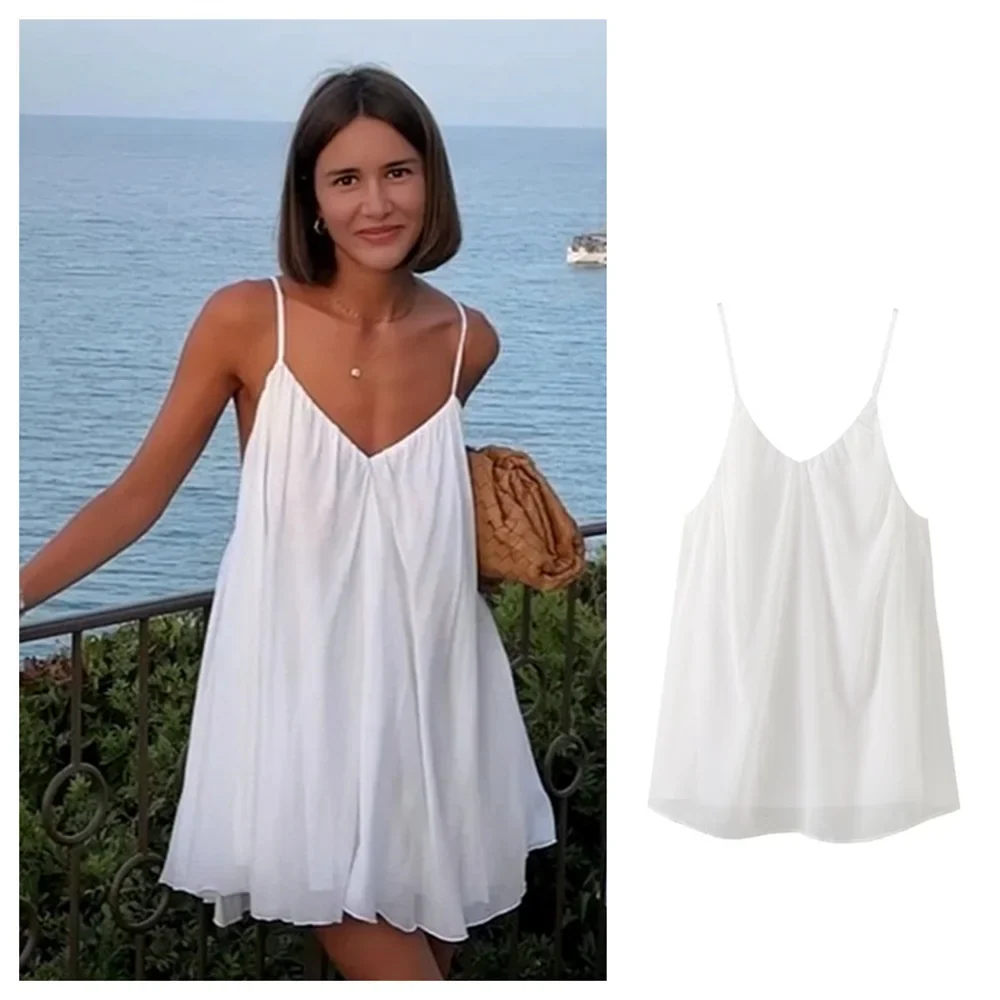 Ruffled Chiffon Mini Dress with Open Back - Penelope
