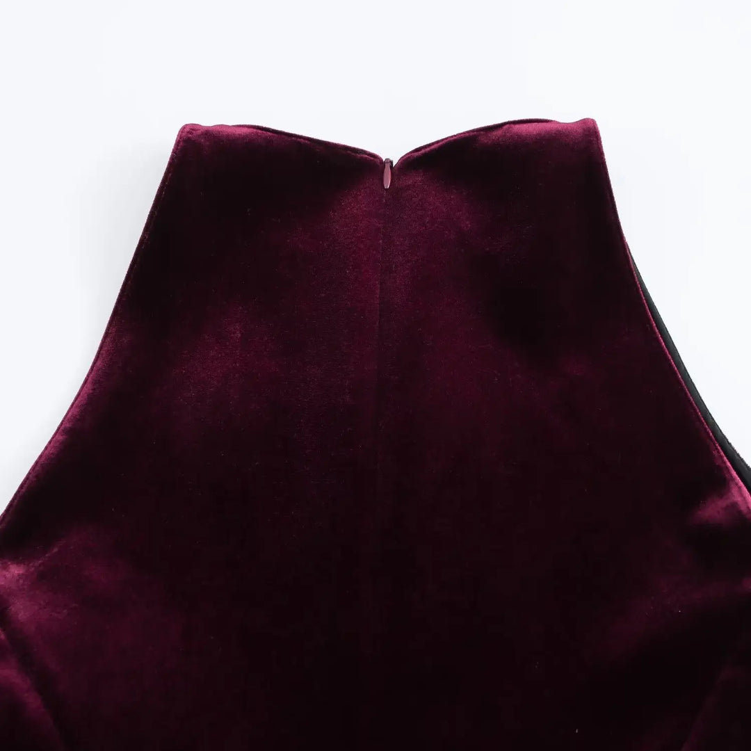 Velvet Mini Dress with A-Line Cut - Sydney