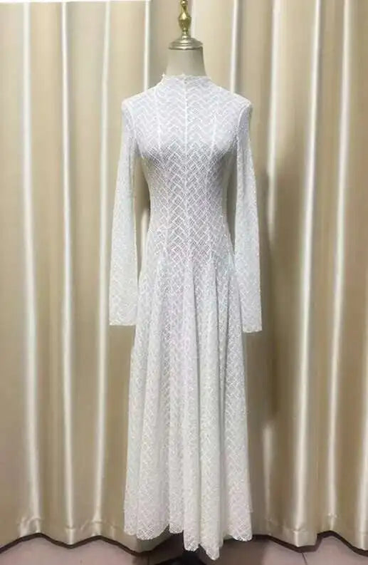 Elegant evening maxi dress with woven A-line design - Libby