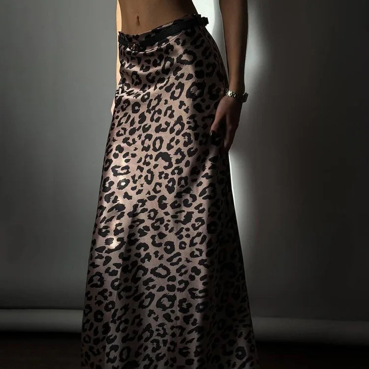 Leopard print satin maxi skirt - TAY