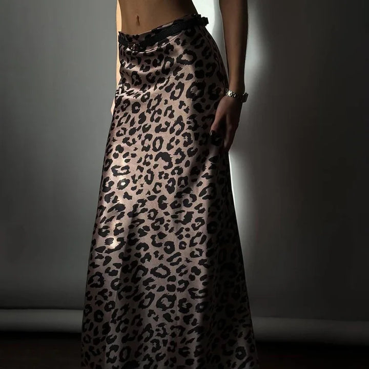 Leopard print satin maxi skirt - TAY