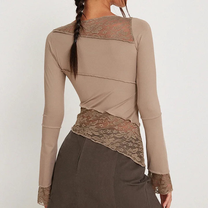 Long Fitted Shirt with Lace Detail - Anya