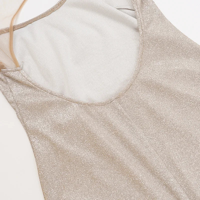 Sequin maxi dress with open back - SPARKLE