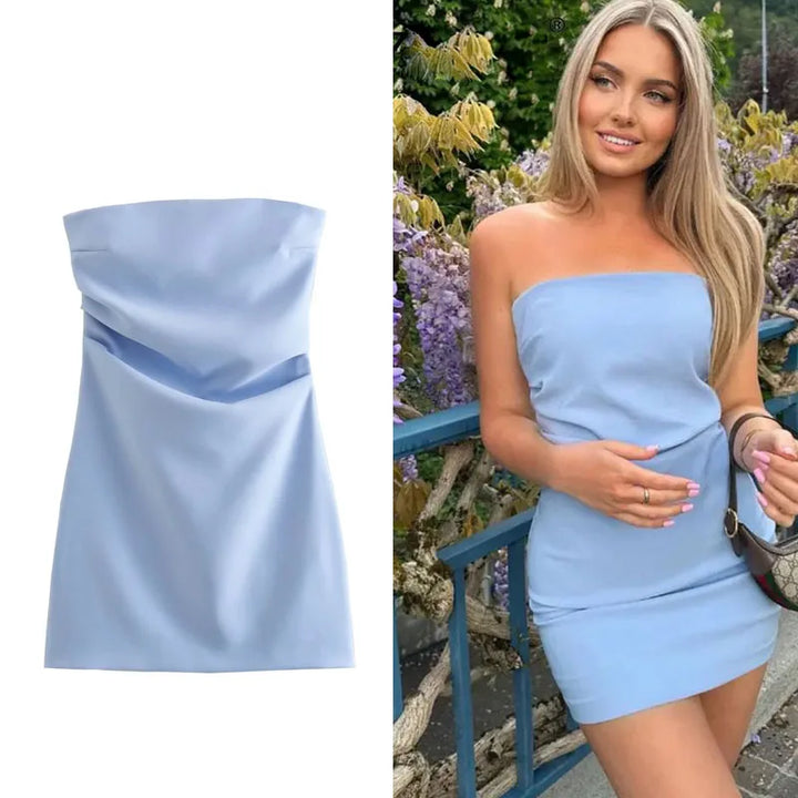 Strapless Mini Dress with Ruched Design - Bonnie