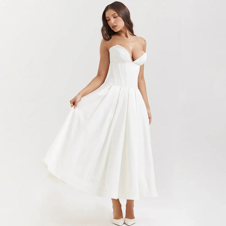 Strapless Midi Dress with Pockets - Fanny