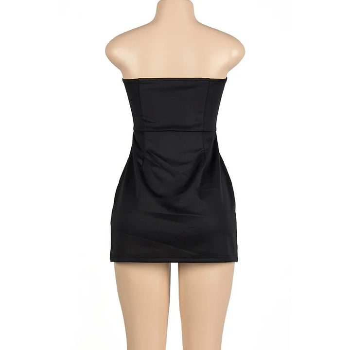 Strapless A-Line Mini Dress with Faux Pocket Detail - Angeles