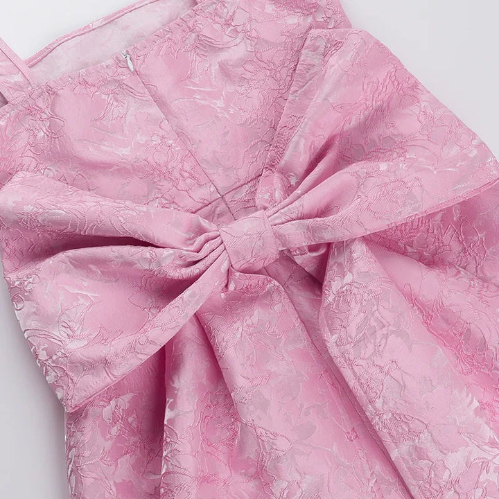 Mini dress with floral illustration print and bow detail on the back - Louisa