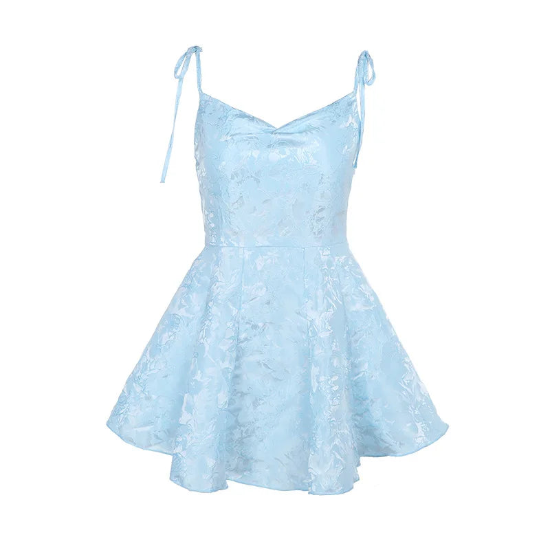 A-line mini dress with tie straps and floral embroidery detail - Marisol