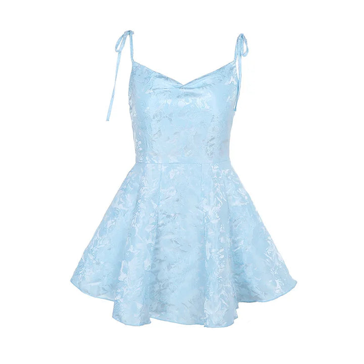 A-line mini dress with tie straps and floral embroidery detail - Marisol