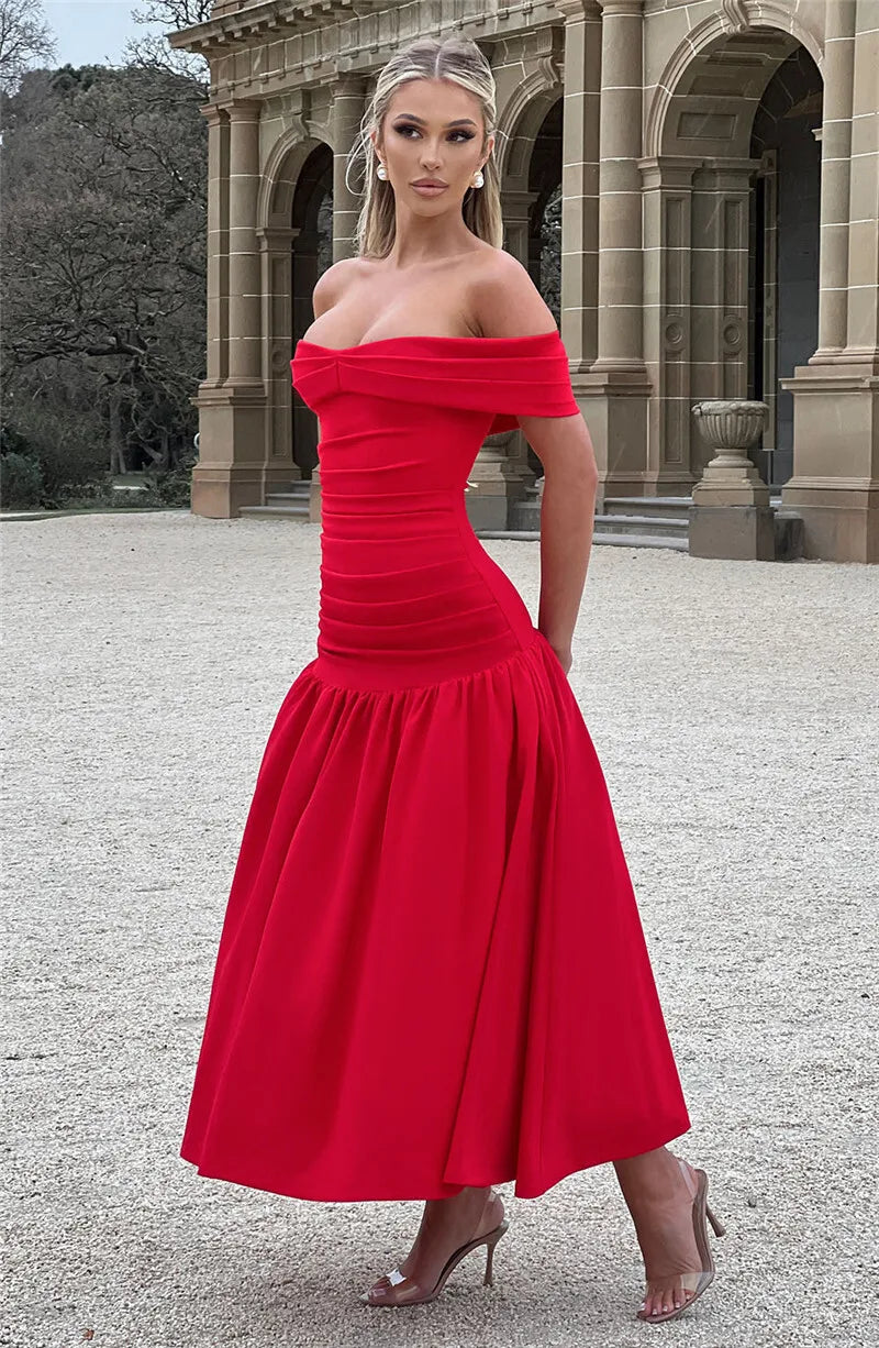 Maxi off-shoulder dress - Tehila
