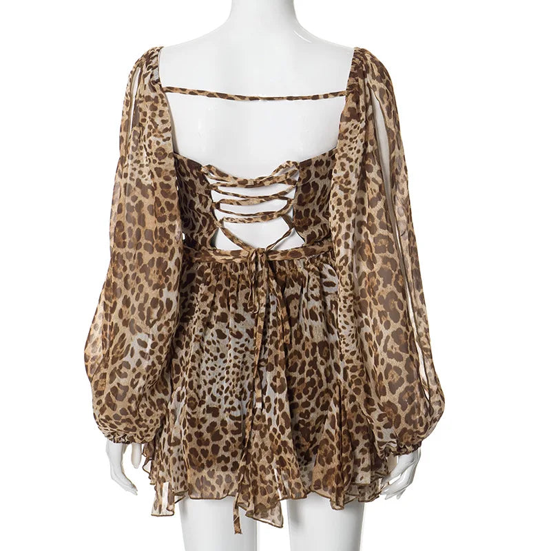 Mini Dress with Ruffle and Open Sleeves - Hallel