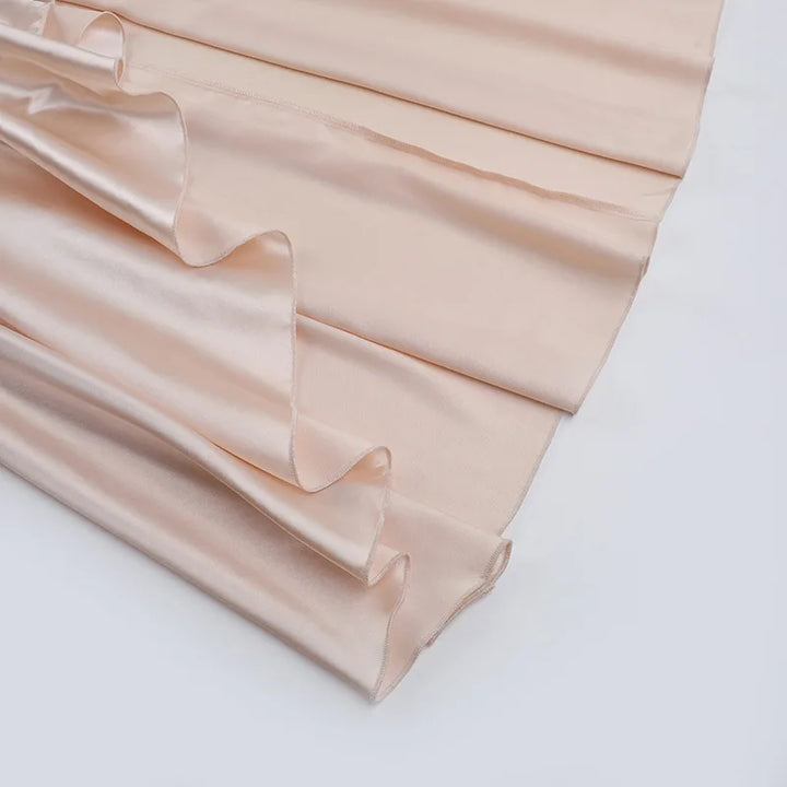 Satin Maxi Dress with Ruffle and Slit Detail - Siana