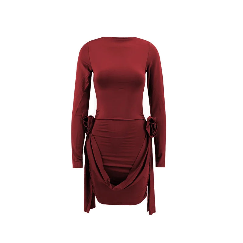 Mini dress with floral appliqué and ruffles - Orala