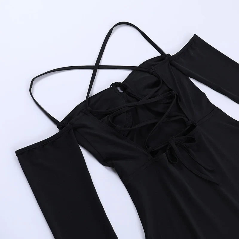 Off-Shoulder Mini Dress with Chest Tie Detail - Romy