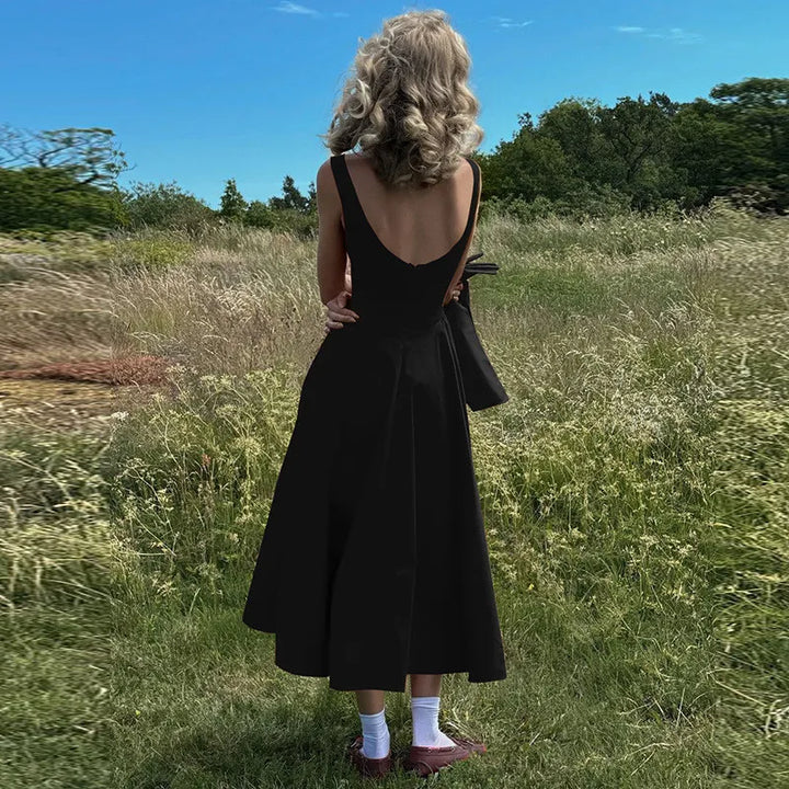 Midi open back dress in A-line cut - Heidi