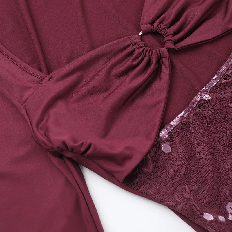 Fitted mini dress with cutouts and lace decoration - Mika