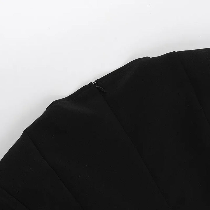 A-Line Mini Dress with Deep Neckline and Pocket Details - Bianca