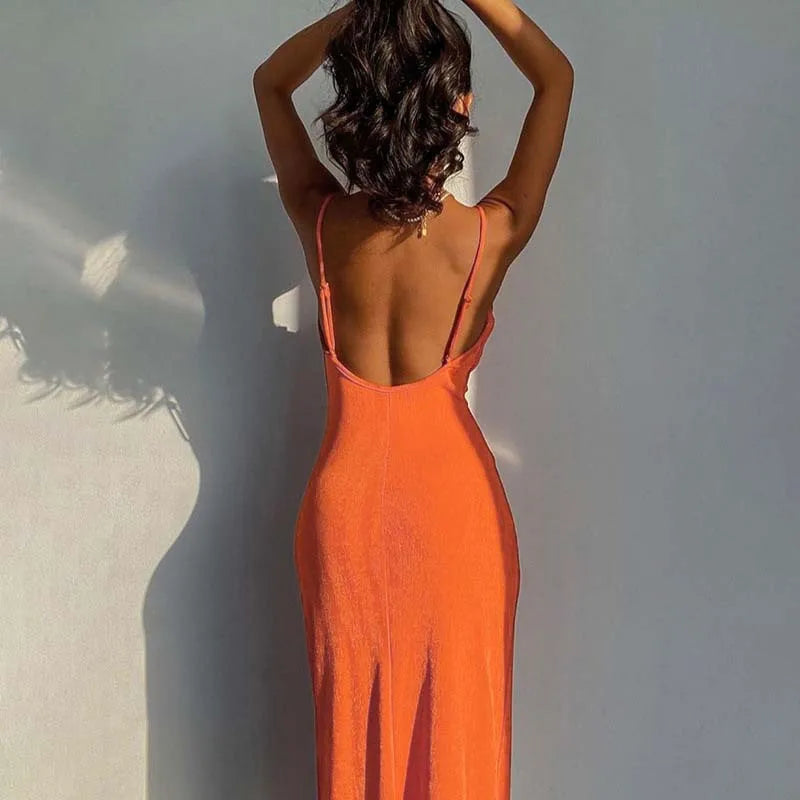 Summer midi knitted dress with slit decoration - Smile
