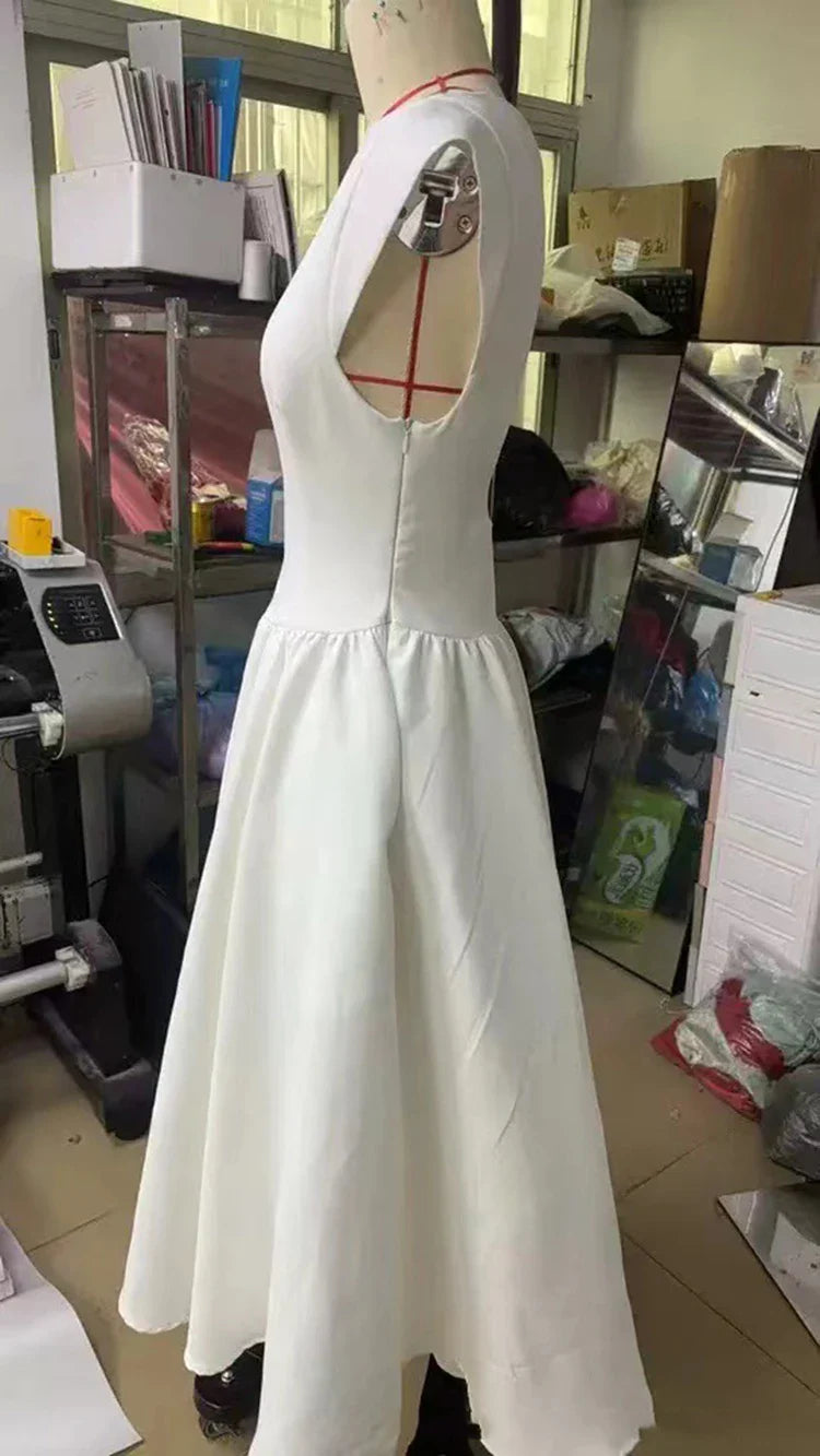 A-Line Midi Dress with Open Back - Rona Lee