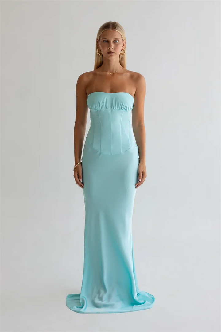 Strapless maxi dress with a back tie - ELINA