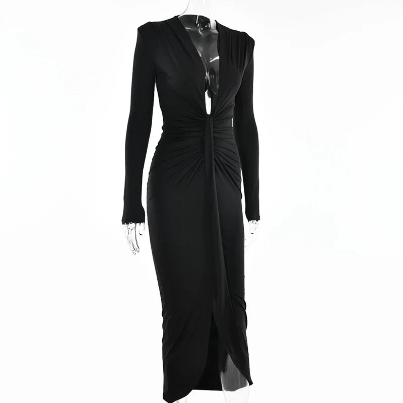 Shaping and flattering maxi dress with ruching design - Mi Ran