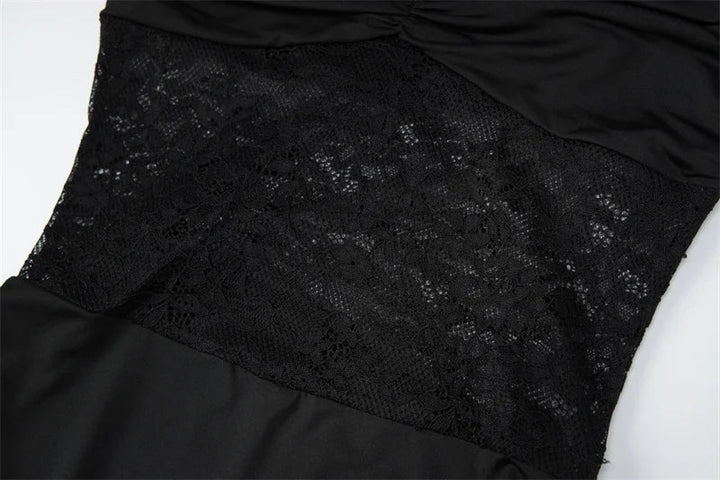 Ruched mini dress with a lace design - ORA