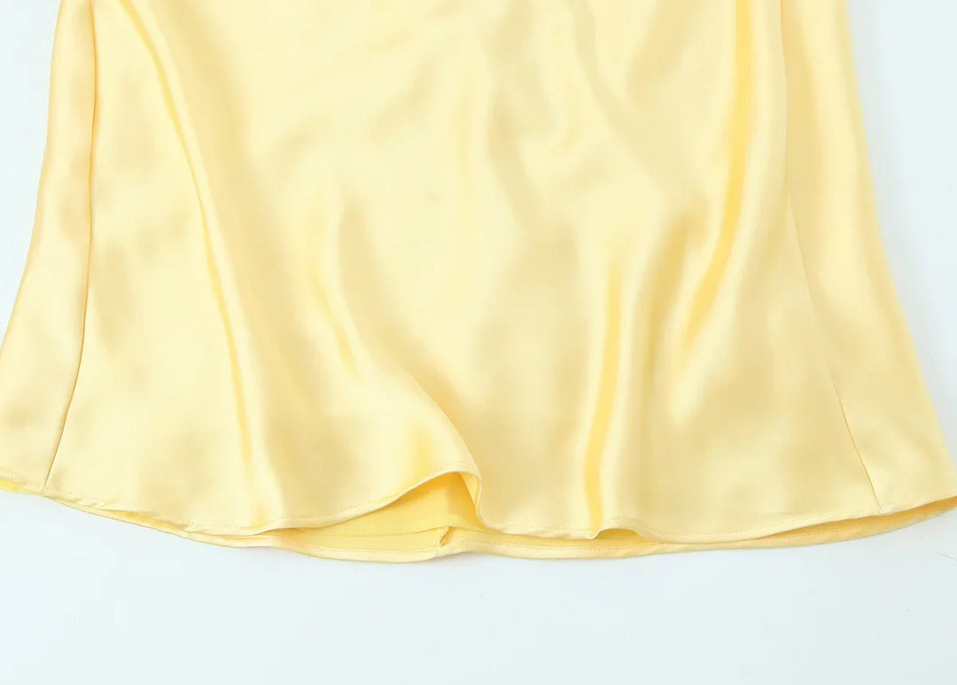 Satin Maxi Dress with Open Back - Mazie