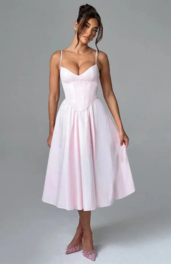 Midi Dress with A-Line and Classic Design - Nataly