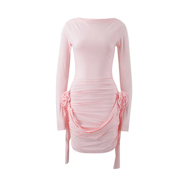 Mini dress with floral appliqué and ruffles - Orala