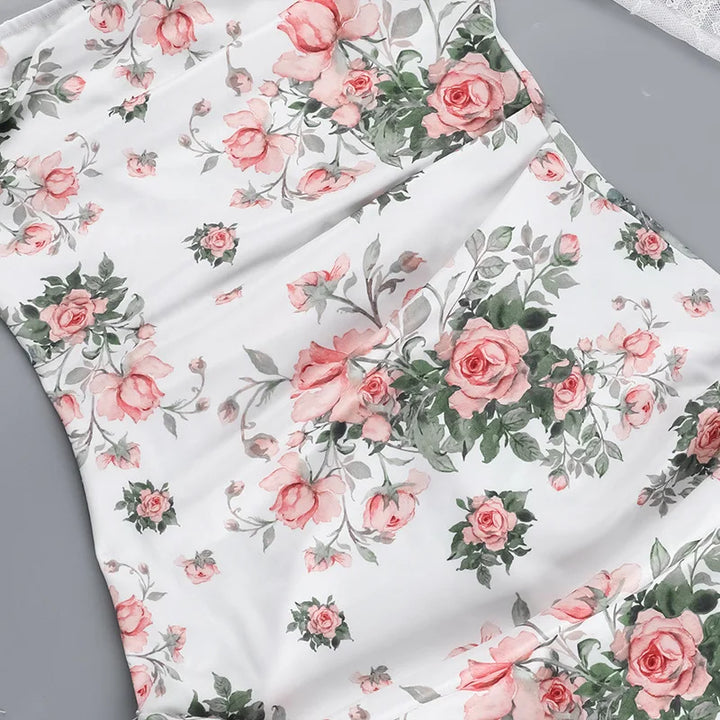 Floral mini dress with lace decoration - Sigal
