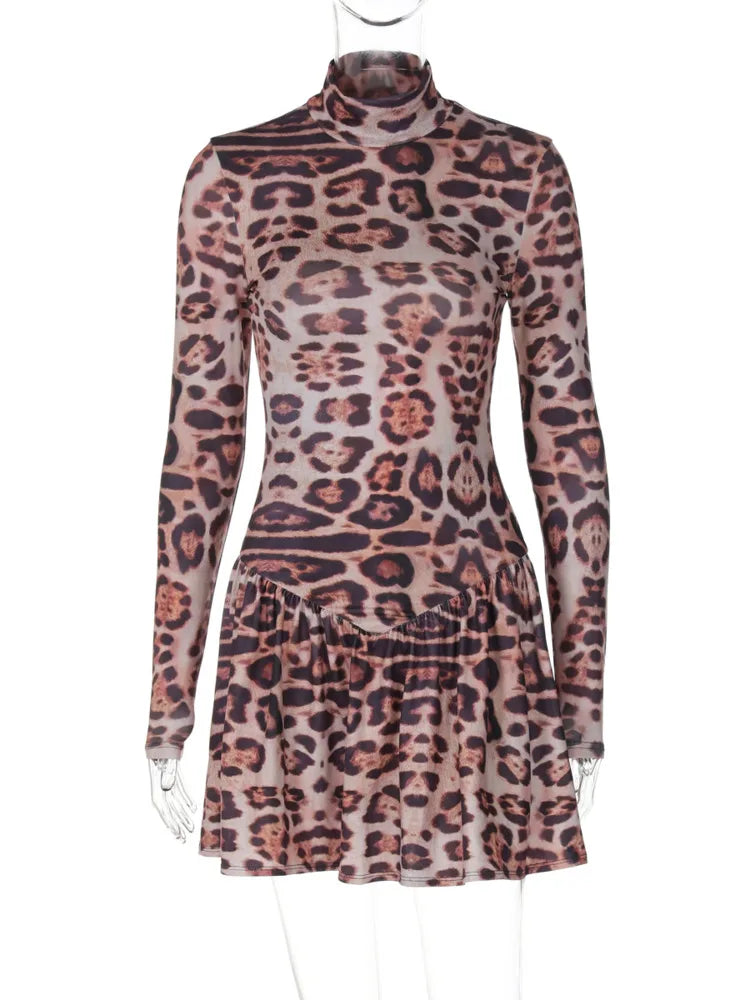 Leopard print ruffled mini dress - Sisi