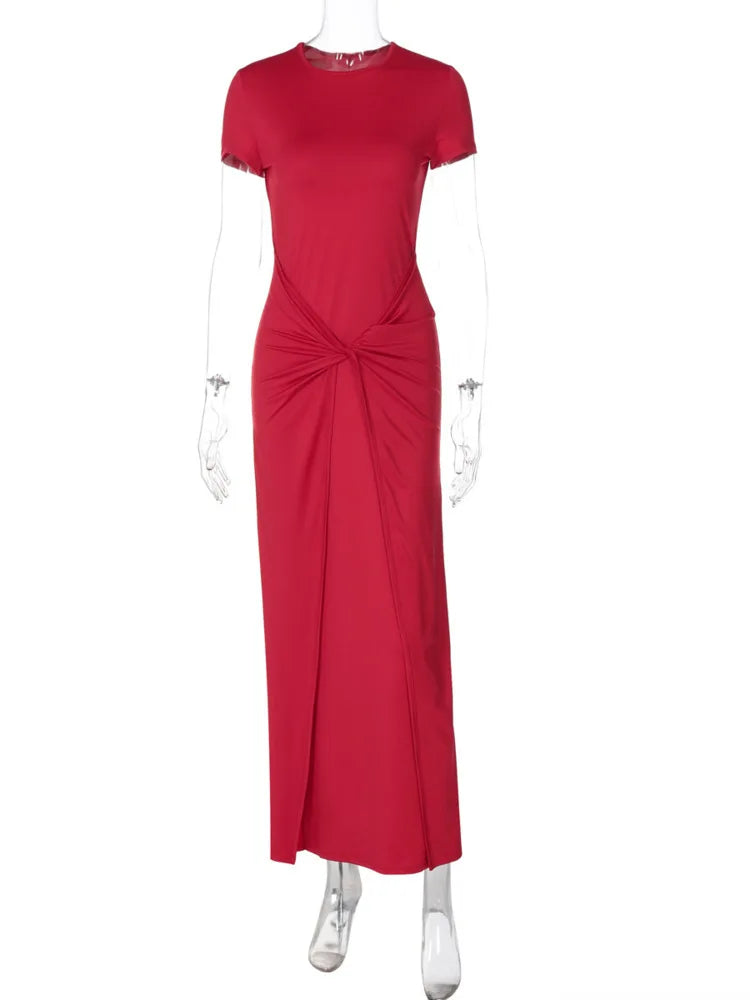 Maxi Dress with Ruching and Cross Design - Sheila