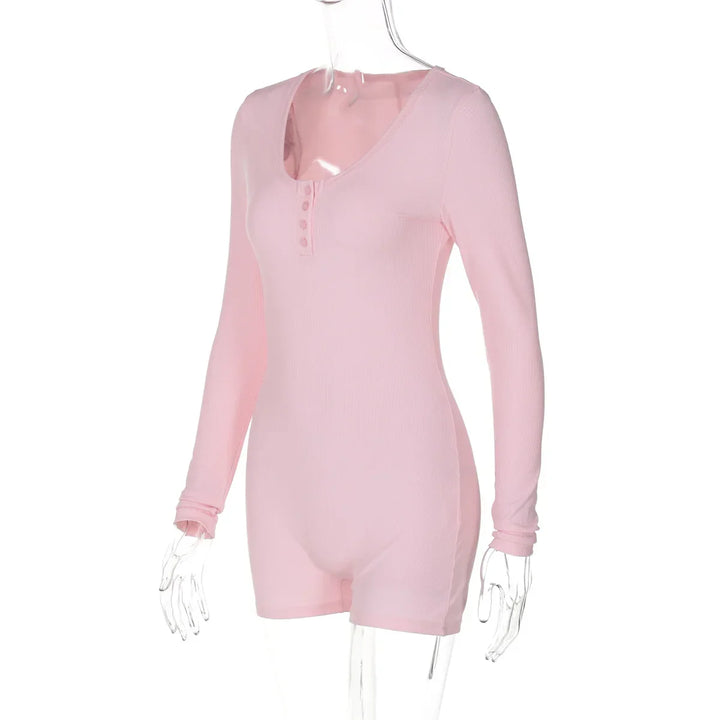 One-Piece Knitted Jumpsuit with Button Detail - Lauren
