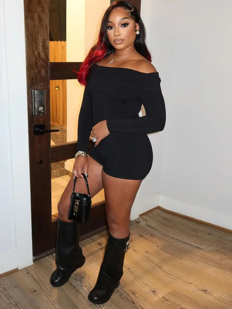 Knitted Off-Shoulder One-Piece Suit - Mai