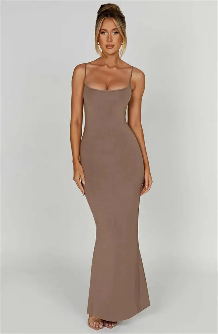 Fitted maxi dress with shaping fabric - Jordi
